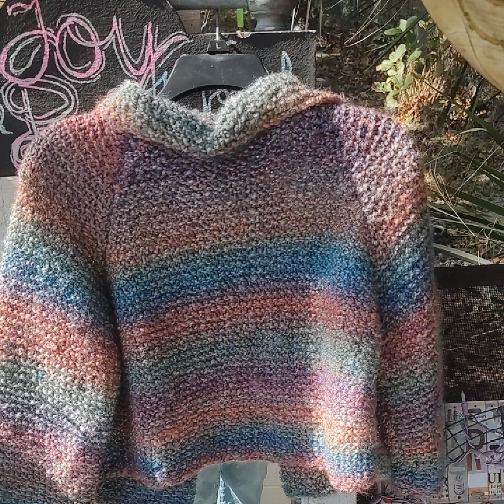 Knit Jacket handmade multi colored - Picture 3 of 4